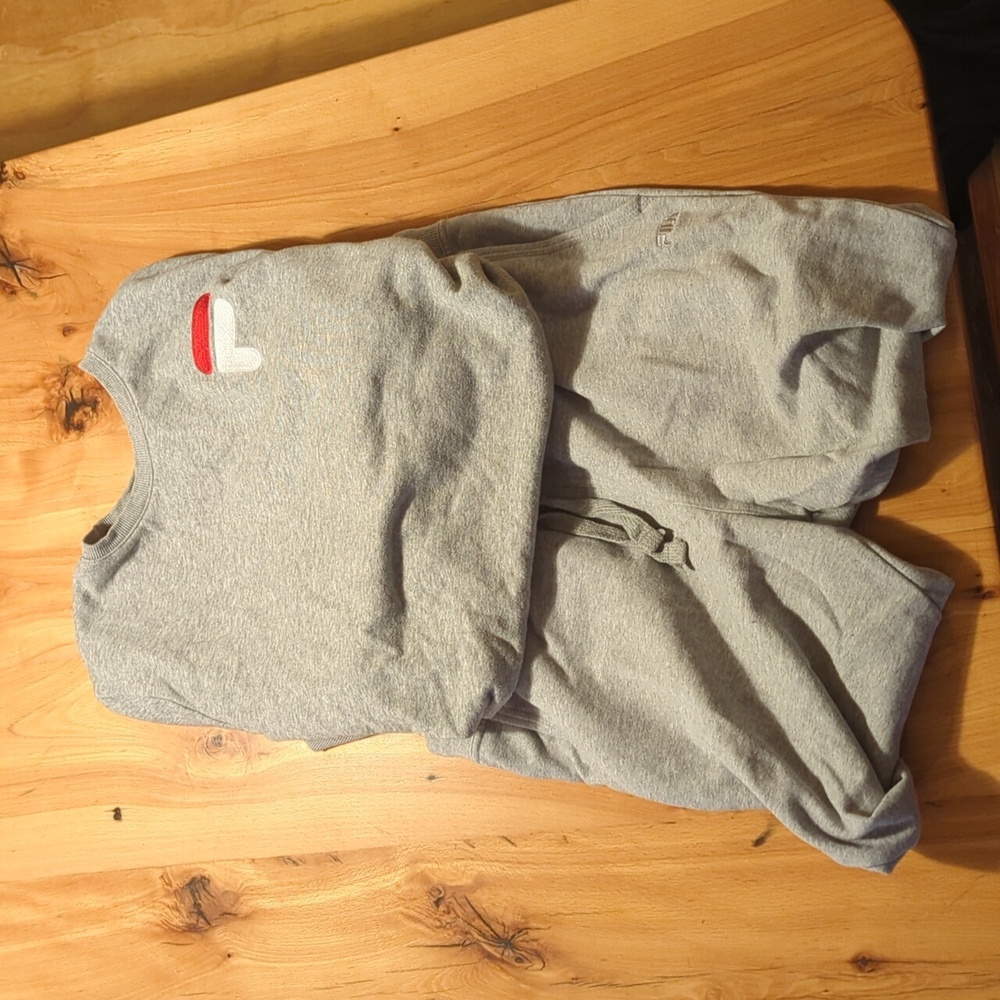 Grey FILA Sweatpants Sweatshirt Set Large